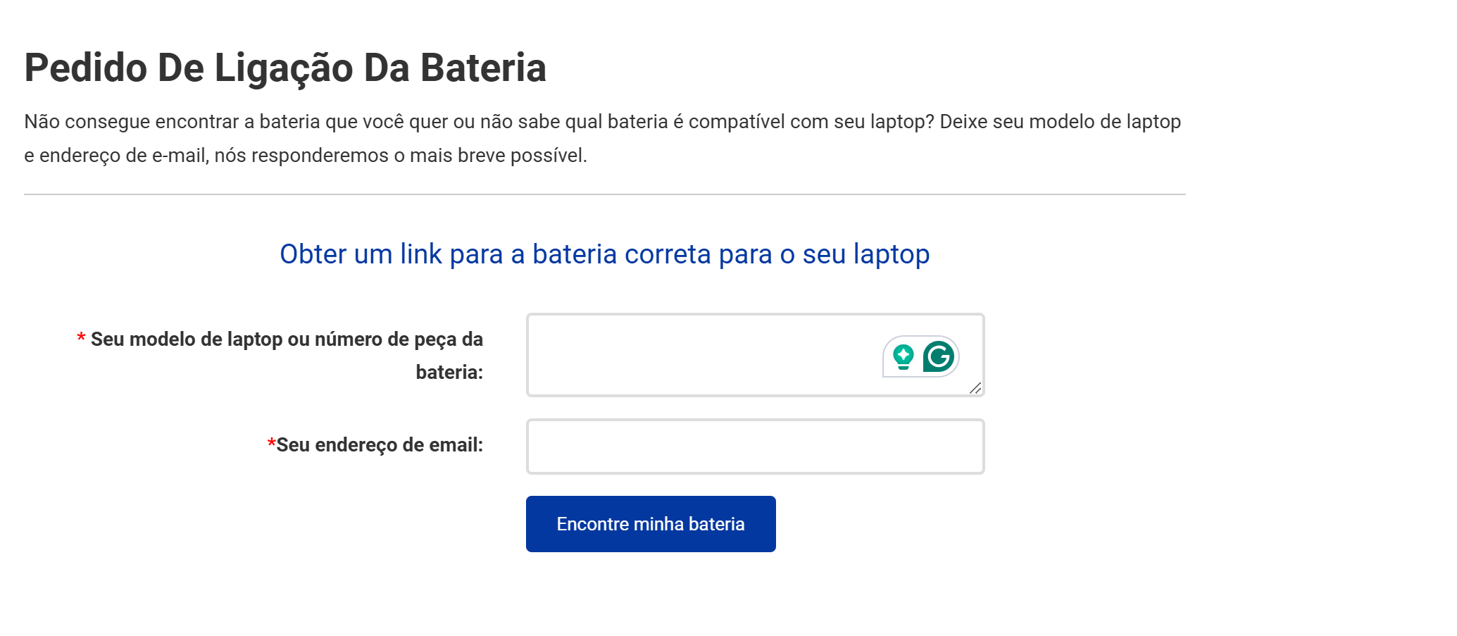 ajuda na pesquisa de bateria para notebook